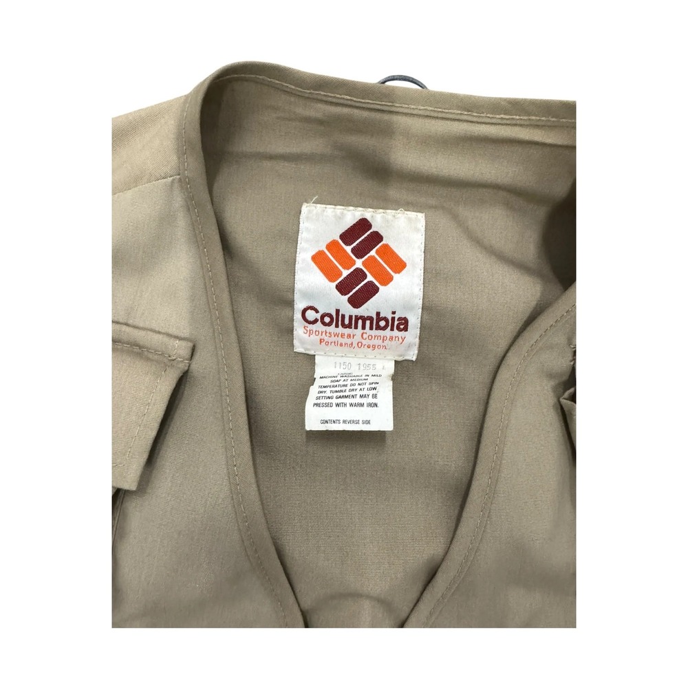 Columbia Fly Fishing Vest Mens Large Tan Good Vintage 80s Outdoor Utility - Picture 6 of 6